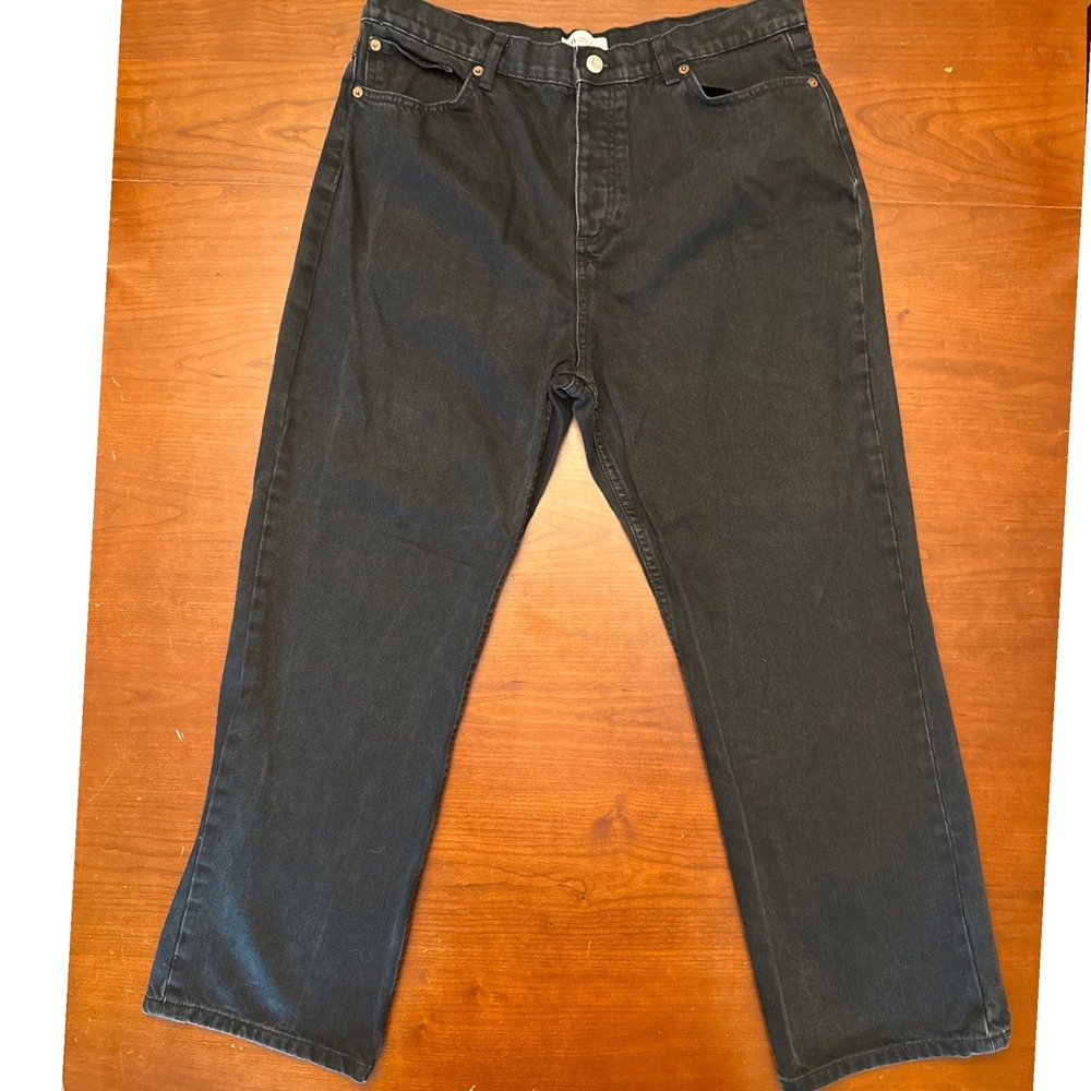 Zara jeans womens 14 black denim straight leg EUC
